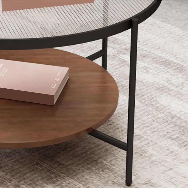 Modern Single Coffee Table Round Glass Coffee Table with 4 Legs