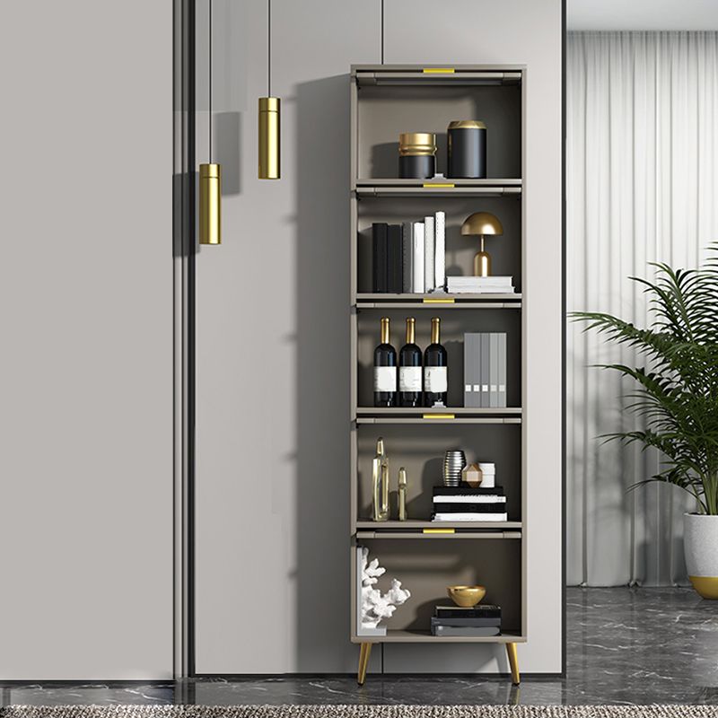 Glam Champagne/White Closed Back Standard Wood Shelf Bookcase for Living Room Clearhalo 'Bookcases' 'furn' 'furn_bookcases' 'Furniture' 'Office Furniture' 1200x1200_e73140c6-9661-45fa-966f-7579a30eb750