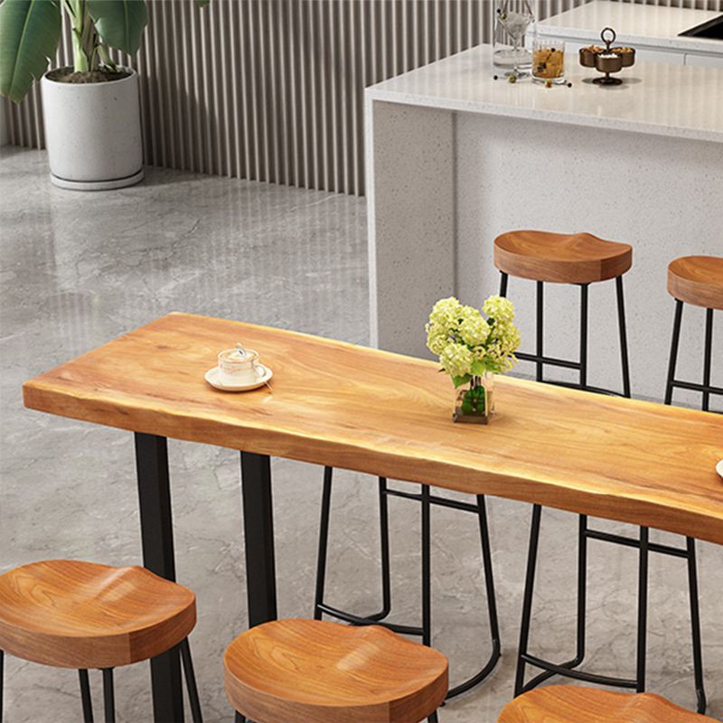 Rectangular Bar Height Table Black Metal Base Bar Table for Dining Room ...