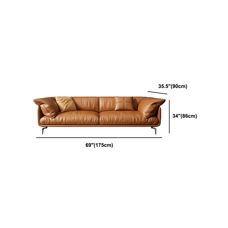 Pillow Top Arm Sofa Modern Faux Leather Cushions Sofa in Orange Clearhalo 'furn' 'furn_sofas' 'Furniture' 'Living Room Furniture' 'Sofa' 'sofas' 1200x1200_e732d5a0-4f36-4fca-adaf-d94b6fe6aad0