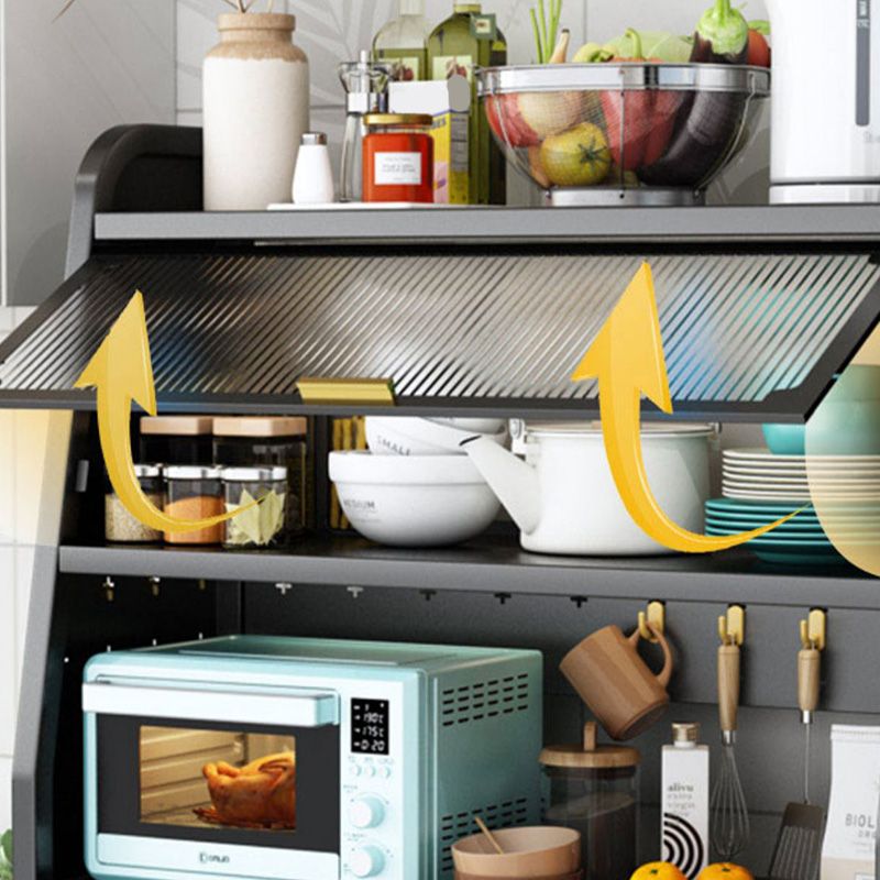 Black Metal Dining Server Contemporary Buffet Server for Kitchen Clearhalo 'buffet_sideboard' 'Buffets & Sideboards' 'furn' 'furn_buffet_sideboard' 'Furniture' 'Kitchen & Dining Furniture' 1200x1200_e733ae56-4364-4330-acd7-103cfa3c316e