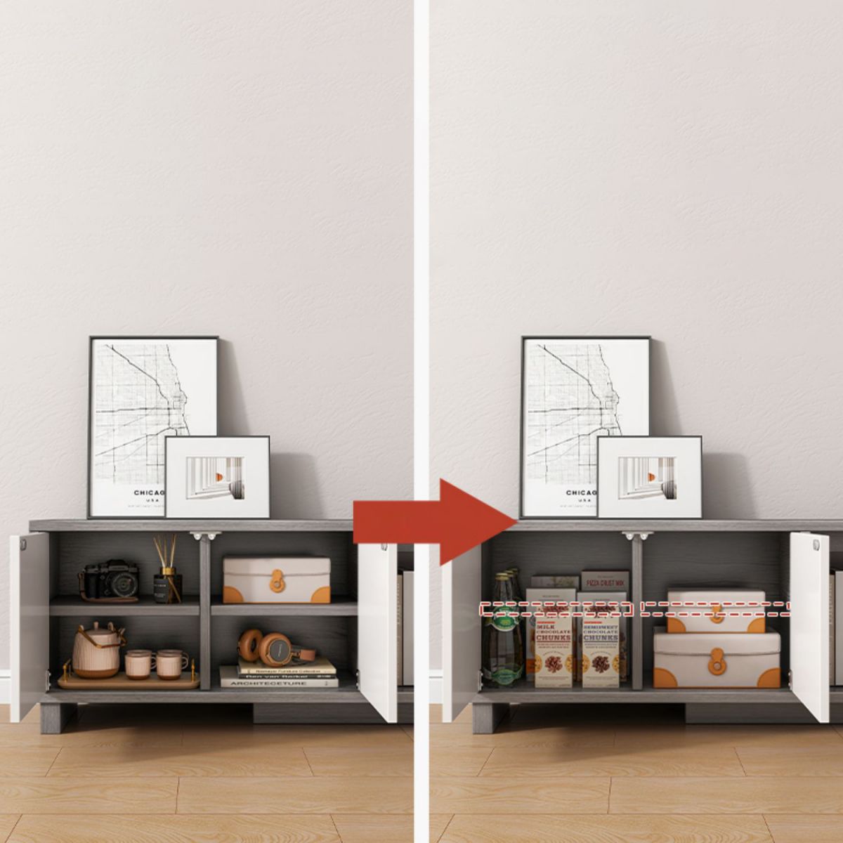 Scandinavian TV Console with Cabinet Engineered Wood TV Stand Console