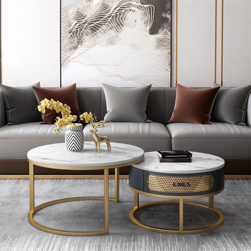 Slate Round Frame Coffee Table Nesting Modern Coffee Table Set Clearhalo 'Coffee & Accent Tables' 'Coffee Tables' 'coffee_tables' 'furn' 'furn_coffee_tables' 'Furniture' 'Living Room Furniture' 1200x1200_e734c488-2d80-484a-a2aa-88dbaca01b32