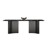 Modern Stone Rectangle Dining Table Stainless Steel Base for Dining Room Clearhalo 'Dining Tables & Seating' 'Dining Tables' 'dining_table' 'furn' 'furn_dining_table' 'Furniture' 'Kitchen & Dining Furniture' 1200x1200_e735c819-56e7-4cae-bf02-770783708a50