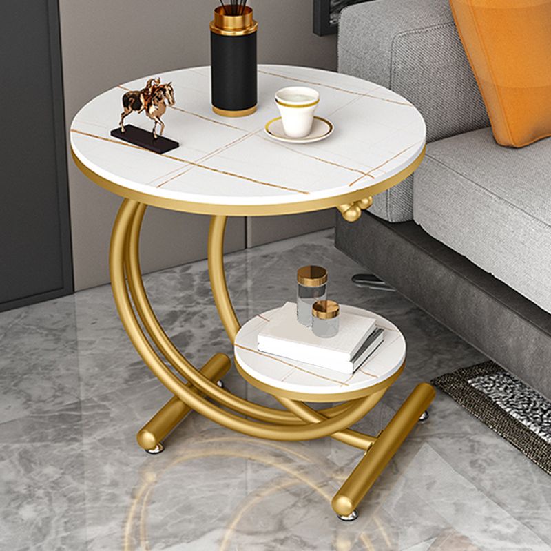 19.6"/23.6" Modern Slate Round End Table Metal C Side Table with Shelf
