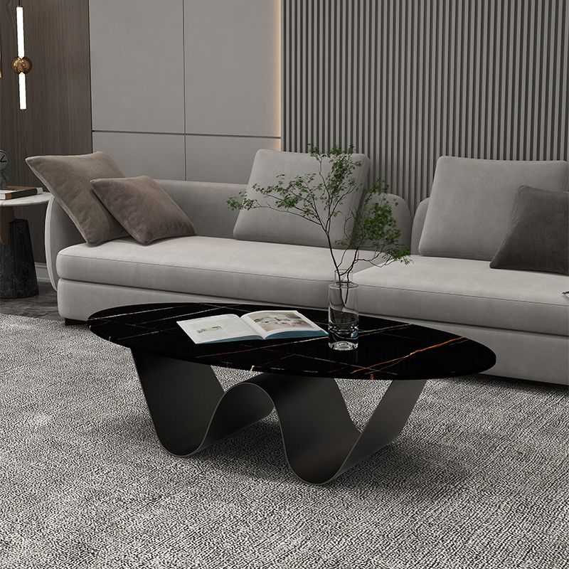 Glam Abstracts Cocktail Table Oval Coffee Cocktail Table for Home Clearhalo 'Coffee & Accent Tables' 'Coffee Tables' 'coffee_tables' 'furn' 'furn_coffee_tables' 'Furniture' 'Living Room Furniture' 1200x1200_e736e15e-bb42-4973-984f-45eeac6098ba