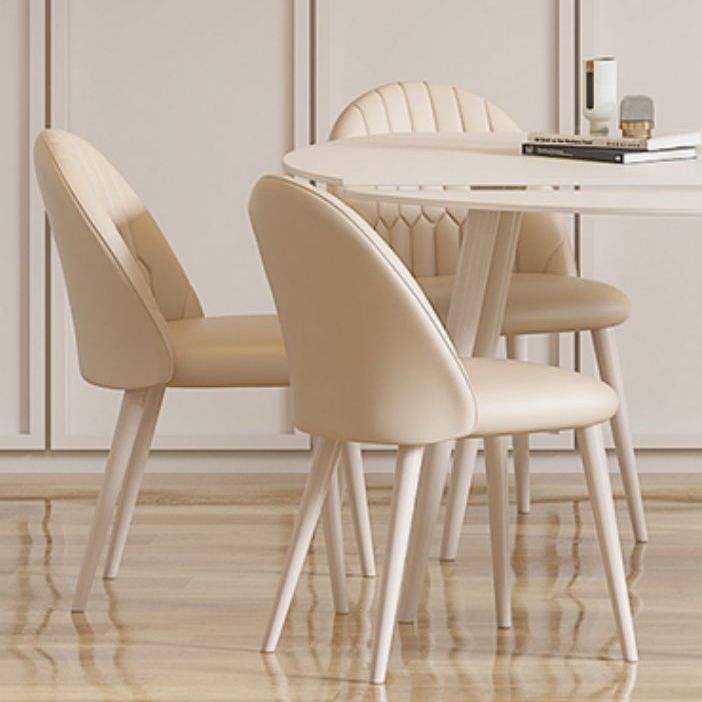 Modern Round Stone Dining Table Extendable for Small Spaces in White Clearhalo 'Dining Tables & Seating' 'Dining Tables' 'dining_table' 'furn' 'furn_dining_table' 'Furniture' 'Kitchen & Dining Furniture' 1200x1200_e7377a21-1f90-4393-ab13-b01cb27d55b8