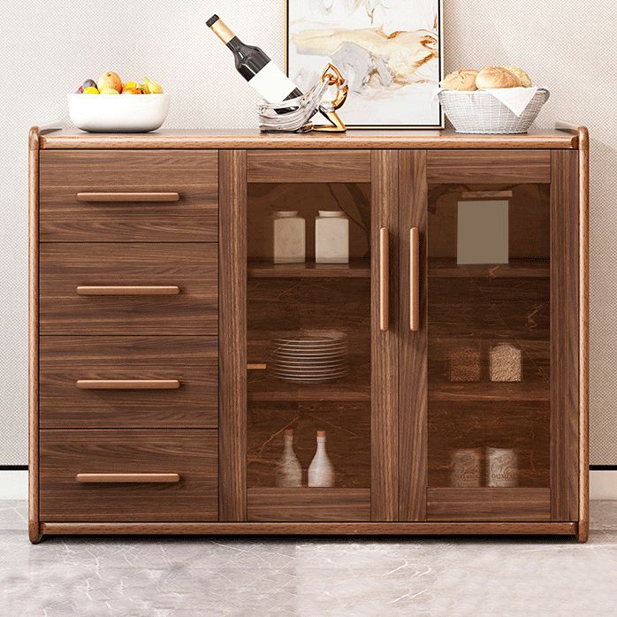 Moderne Sideboard Holzglas Türen Seitenbrett mit Schubladen und Schränken