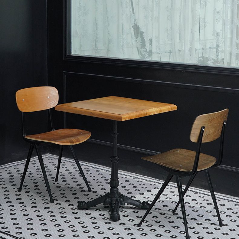 Industrial Solid Wood Dining Table Square Table with Metal Pedestal Base Clearhalo ' dining_table' 'Dining Tables & Seating' 'Dining Tables' 'furn' 'furn_dining_table' 'Furniture' 'furniture_dining_table' 'Kitchen & Dining Furniture' 'kitchen&dining_furn' 'kitchen' 'kitchen_dining_table' 1200x1200_e739d4a5-7a14-4ba9-8944-eb8ae2dfa69e