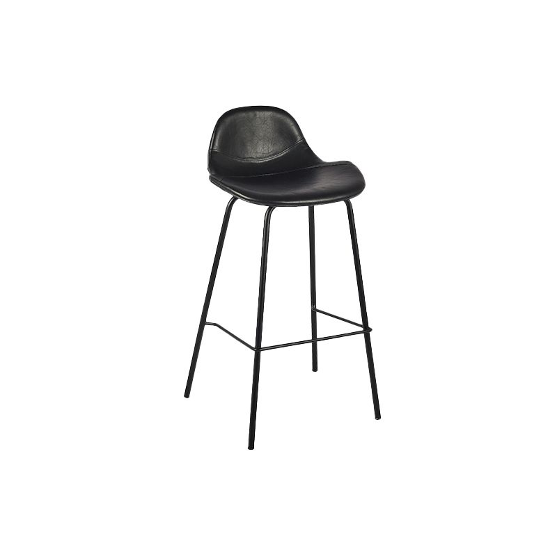 Modern Faux Leather Counter Stool Low Back Barstool with Metal Legs