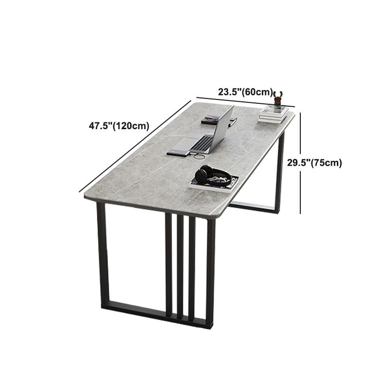 Scrivania rettangolare moderna per ufficio in pietra con base metallica