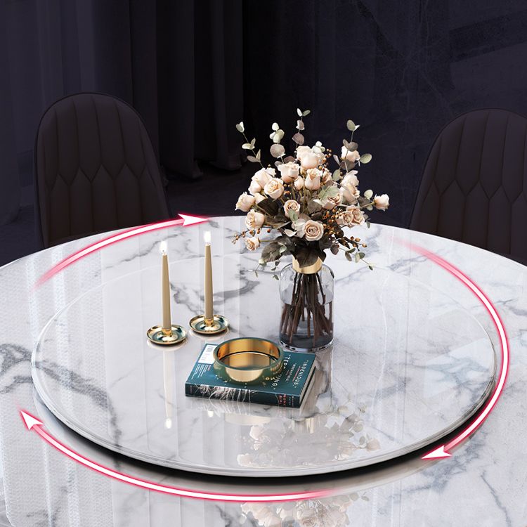 Marble Dining Table Contemporary Style Single Pedestal Base Table for Dining Room Clearhalo ' dining_table' 'Dining Tables & Seating' 'Dining Tables' 'furn' 'furn_dining_table' 'Furniture' 'furniture_dining_table' 'Kitchen & Dining Furniture' 'kitchen&dining_furn' 'kitchen' 'kitchen_dining_table' 1200x1200_e7400674-7725-410e-a932-fdaf746b2ad9