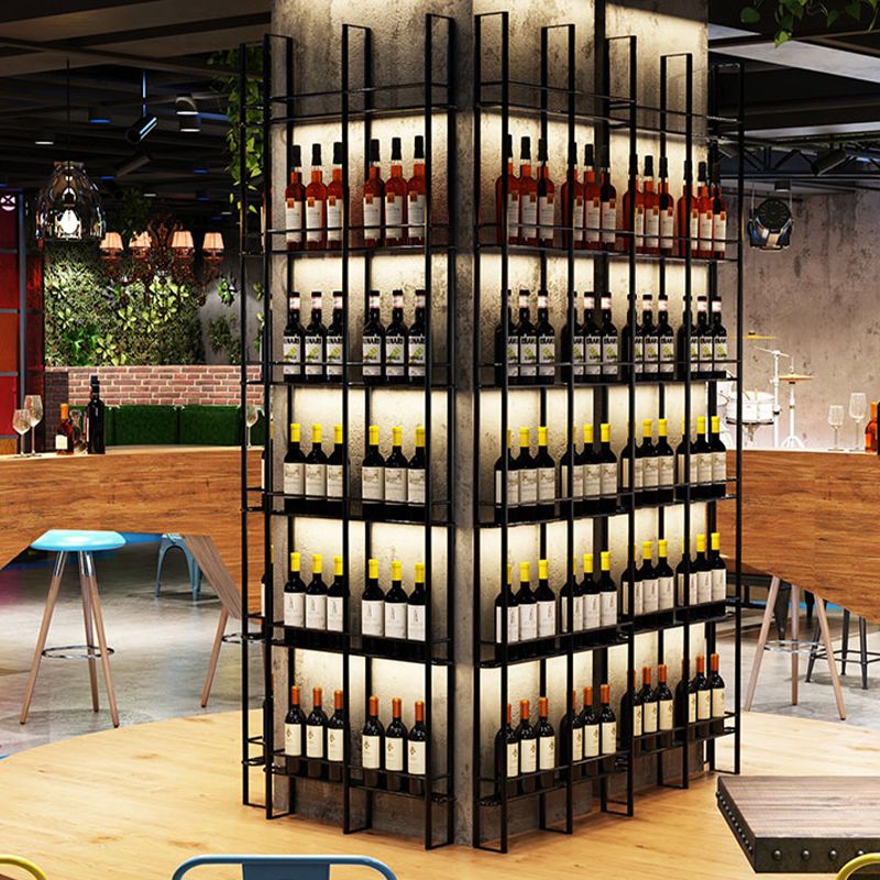 Bouteille à vin de sol moderne et rack de verre en métal rack de vin avec rangement de vin
