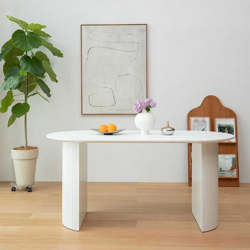 Modern Solid Wood Table for Restaurant Oval Kitchen Table with Double Pedestal Clearhalo 'Dining Tables & Seating' 'Dining Tables' 'dining_table' 'furn' 'furn_dining_table' 'Furniture' 'furniture_dining_table' 'Kitchen & Dining Furniture' 'kitchen' 'kitchen_dining_table' 1200x1200_e741c277-53cc-491b-ac9b-24385d6b6488