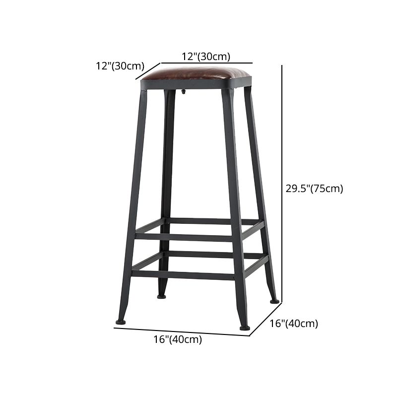 Industrial Armless Backrest Counter Stool Iron Cafe Bar Stool with Leather Cushion Clearhalo 'Bar Furniture' 'Bar Stools' 'bar_stools' 'furn' 'furn_bar_stools' 'Furniture' 'furniture_bar_stools' 'Kitchen & Dining Furniture' 1200x1200_e742eab3-9263-4c2b-9637-19546480a109