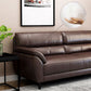 Stain Resistant Leather Settee Couch Pillow Top Arm Sofa Couch in Brown