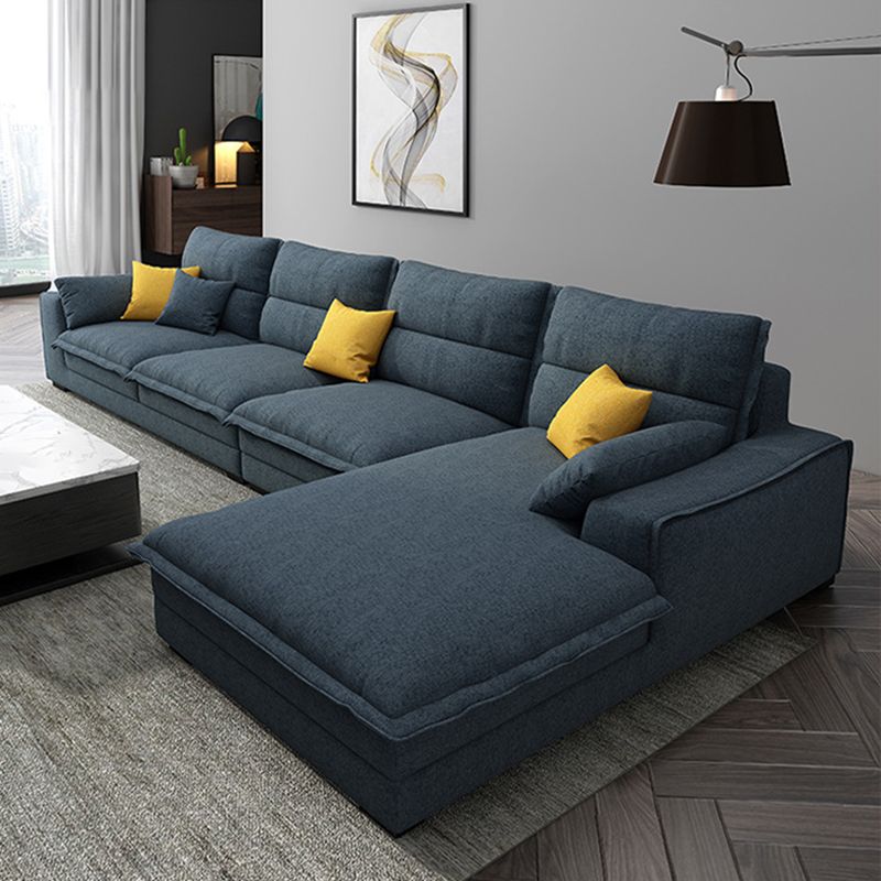 Divano sezionale di lino a forma di divano sezionale stazionario, cuscini posteriori