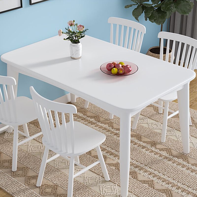 Modern Style White Dining Table Rectangle Solid Wood Dining Table with 4 Legs Clearhalo ' dining_table' 'Dining Tables & Seating' 'Dining Tables' 'Furniture' 'furniture_dining_table' 'Kitchen & Dining Furniture' 'kitchen&dining_furn' 'kitchen' 'kitchen_dining_table' 1200x1200_e743cf59-dd0c-4276-aa49-f8c6384e67ef