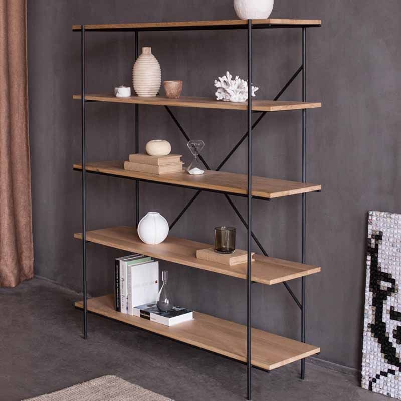 5-Shelf Industrial Open Etagere Bookshelf with Iron Frame Pine Wood Shelf Clearhalo 'Bookcases' 'furn' 'furn_bookcases' 'Furniture' 'furniture_bookcases' 'kitchen' 'kitchen_bookcases' 'Living Room Furniture' 'Office Furniture' 1200x1200_e744d4cf-3c7a-44cd-a473-70b7dabf5a2c