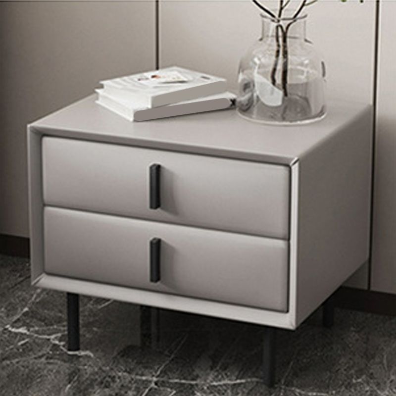 Cama de cuero de falsa mesita de noche de acento de 2 cavadores Noche para dormitorio