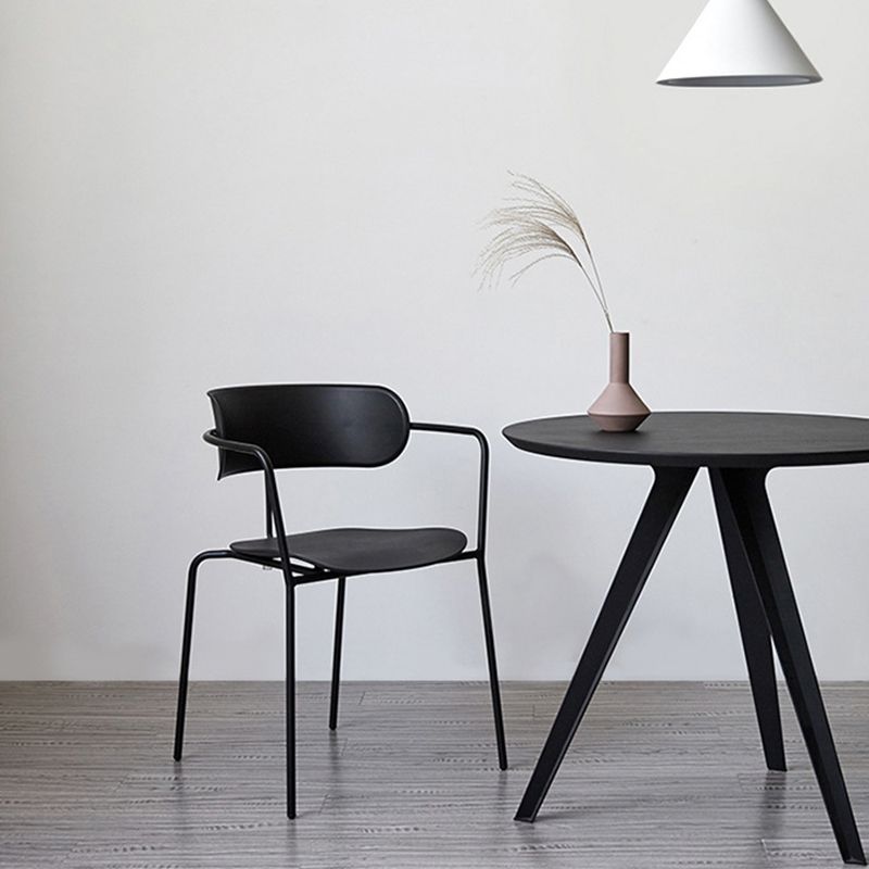 Industrial Opening Back Dining Arm Chair Kitchen Mental Dining Arm Chair Clearhalo ' kitchen&dining_furn' 'Dining Chairs' 'Dining Tables & Seating' 'dining_chair' 'furn' 'furn_dining_chair' 'Furniture' 'furniture_dining_chair' 'Kitchen & Dining Furniture' 'kitchen' 1200x1200_e74550cc-672f-4258-b312-d85ad3e4506f