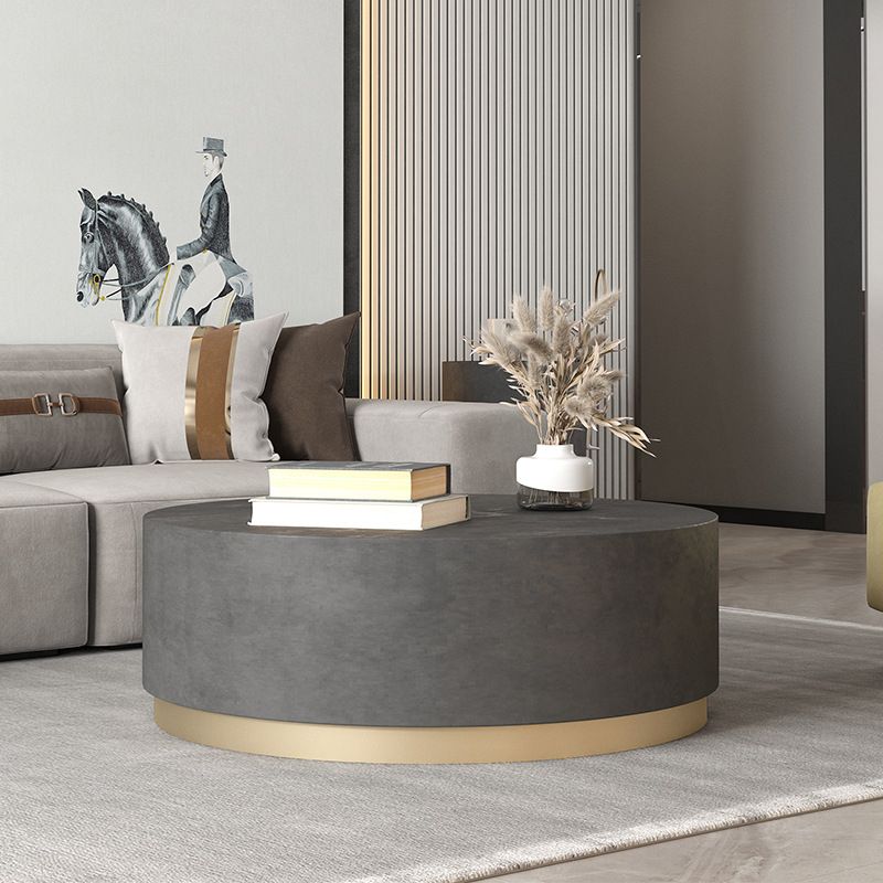 Mid-Century Modern Coffee Table Round Drum Coffee Table in Grey
