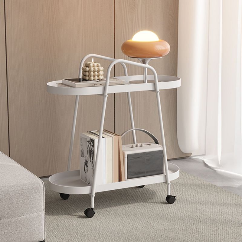 25.19" Tall 4 Legs Side Table with Metal Shelves Oval End Table Stand Clearhalo 'Coffee & Accent Tables' 'End & Side Tables' 'end_side_tables' 'furn' 'furn_end_side_tables' 'Furniture' 'Living Room Furniture' 1200x1200_e747dd68-7c84-4988-99b3-b07a9c3342cb