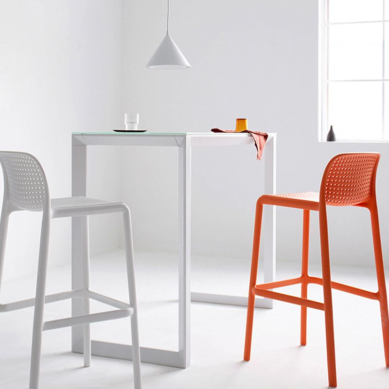 Contemporary PP Bar and Counter Stool Low Back Stool with 4 Legs Clearhalo 'Bar Furniture' 'Bar Stools' 'bar_stools' 'furn' 'furn_bar_stools' 'Furniture' 'furniture_bar_stools' 'Kitchen & Dining Furniture' 1200x1200_e7494845-80de-4a0f-a03d-d01d76c4ec38
