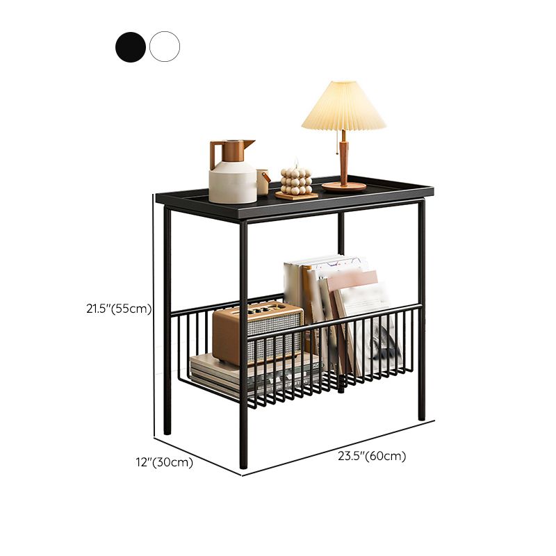 Tavolo laterale superiore del vassoio rettangolare Iron Iron 4 gambe Tavolino con archiviazione