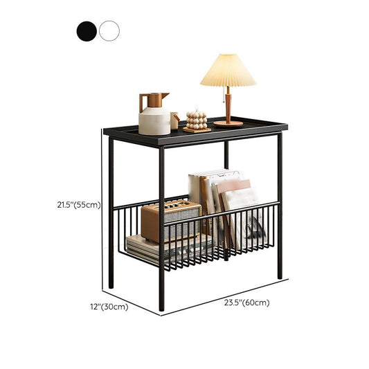 Tavolo laterale superiore del vassoio rettangolare Iron Iron 4 gambe Tavolino con archiviazione