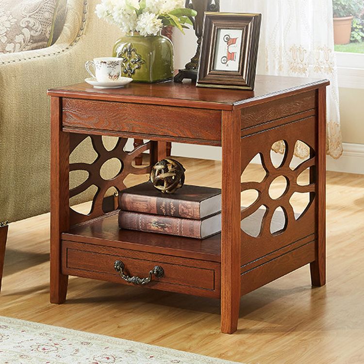 Modern Square Double Tier End Table Solid Wood 4 Legs End Table Clearhalo 'Coffee & Accent Tables' 'End & Side Tables' 'end_side_tables' 'furn' 'furn_end_side_tables' 'Furniture' 'Living Room Furniture' 1200x1200_e74b816c-ad80-46af-8f01-513098a1b1e6