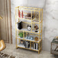 Metal and Wooden Shelf Bookcase Vertical Open Bookshelf with Shelves