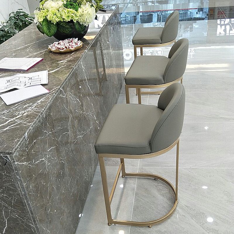 Glam Mental Leather Bar Stools Indoor Barstool with Iron Legs and Low Back Clearhalo 'Bar Furniture' 'Bar Stools' 'bar_stools' 'furn' 'furn_bar_stools' 'furniture_bar_stools' 'Kitchen & Dining Furniture' 'kitchen&dining_furn' 'kitchen' 'kitchen_furn' Furniture' 1200x1200_e74ddd6c-3822-4319-bfe4-368a05c84344