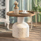 Rustic Iron Pedestal Round Wood Top Coffee Table - Distressed Surface Treatment Clearhalo 'Coffee & Accent Tables' 'Coffee Tables' 'coffee_tables' 'furn' 'furn_coffee_tables' 'Furniture' 'Living Room Furniture' 1200x1200_e74df113-47d0-4d8b-a5d6-5da2fa66b62b