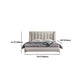 Contemporary Wingback Bed with Upholstered Headboard, 51" Tall Solid Color Bed