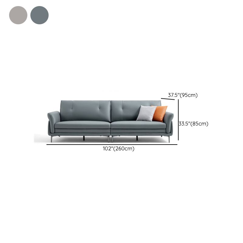 Faux Leder Standard Sofa Flared Arm Loveseat in Grau und Blau