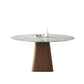 Mesa de comedor blanca de piedra moderna muebles redondos con base de pedestal de madera maciza