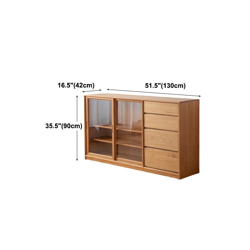 Modern Wood Cupboard 4 Drawers and Sliding Doors Kitchen Sideboard for Dining Room Clearhalo 'buffet_sideboard' 'Buffets & Sideboards' 'furn' 'furn_buffet_sideboard' 'Furniture' 'Kitchen & Dining Furniture' 1200x1200_e755038f-067b-41fc-82ec-b518d67df783