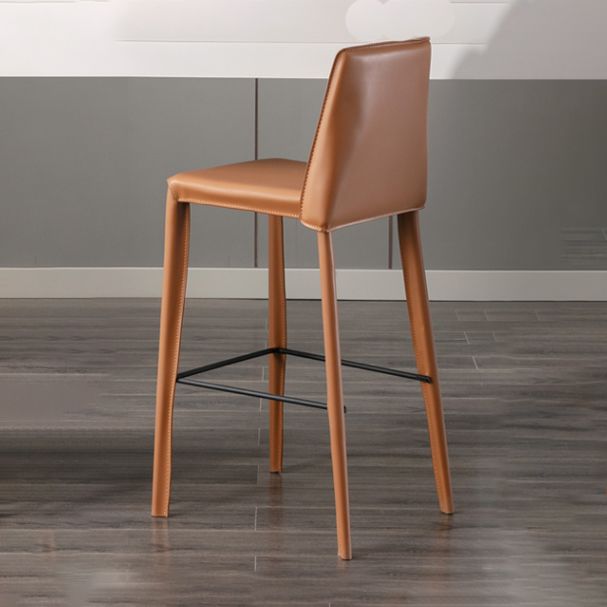 Contemporary Leather Bar Stool Low Back Counter Bar Stool with Metal Legs for Home Clearhalo 'Bar Furniture' 'Bar Stools' 'bar_stools' 'furn' 'furn_bar_stools' 'Furniture' 'Kitchen & Dining Furniture' 1200x1200_e7568bc8-3657-413a-b333-2460fce33ac2
