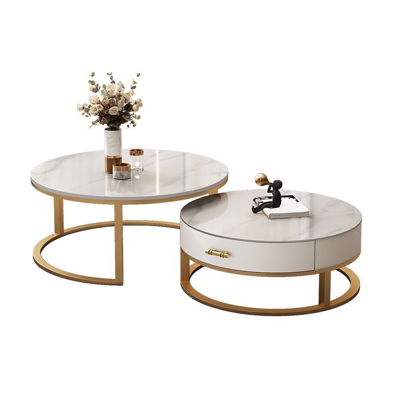 Frame Coffee Table White Slate Cocktail Table with Storage Drawers Clearhalo 'Coffee & Accent Tables' 'Coffee Tables' 'coffee_tables' 'furn' 'furn_coffee_tables' 'Furniture' 'Living Room Furniture' 1200x1200_e756e388-e556-4fd0-88d3-b3ca626337c8