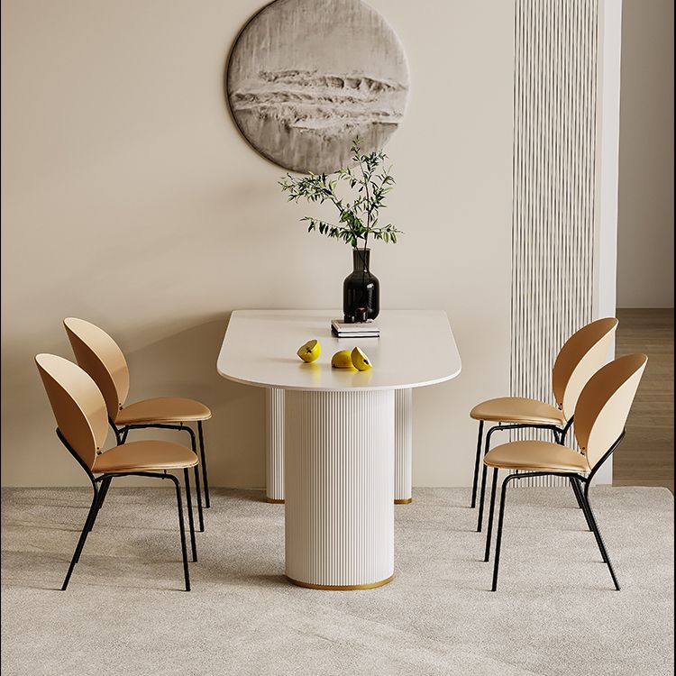 Double Pedestal Dining Table Stone Top Dining Table in White for Kitchen Clearhalo 'Dining Tables & Seating' 'Dining Tables' 'dining_table' 'furn' 'furn_dining_table' 'Furniture' 'Kitchen & Dining Furniture' 1200x1200_e75856fd-d6e5-4fc4-96f1-6dfb88af2d6d