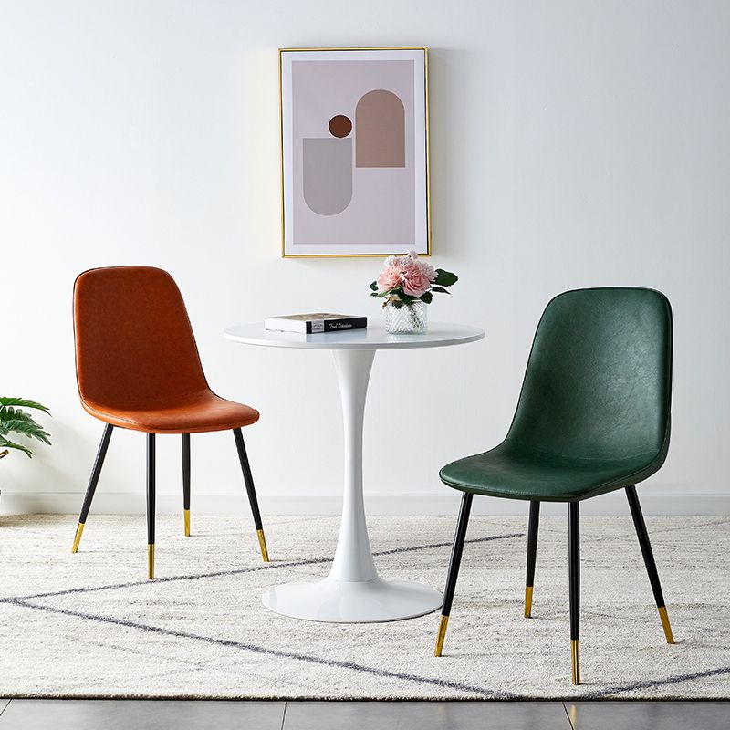 Scandinavian Home Side Chair Metal Solid Back Upholstered Dining Room Chair Clearhalo ' kitchen&dining_furn' 'Dining Chairs' 'Dining Tables & Seating' 'dining_chair' 'furn' 'furn_dining_chair' 'Furniture' 'furniture_dining_chair' 'Kitchen & Dining Furniture' 'kitchen' 1200x1200_e75968dc-bb25-4d2f-a9ed-679e5f4a65c4