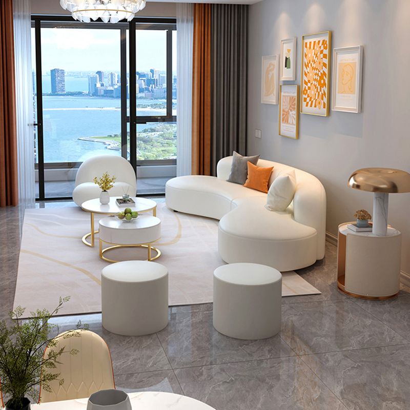 Curved Armless Sectional Sofa Faux Leather Stain-resistant Sectional Clearhalo 'furn' 'furn_sectionals' 'Furniture' 'Living Room Furniture' 'Sectionals' 1200x1200_e7596c7d-9c9a-4564-bf47-60ca266c4b64