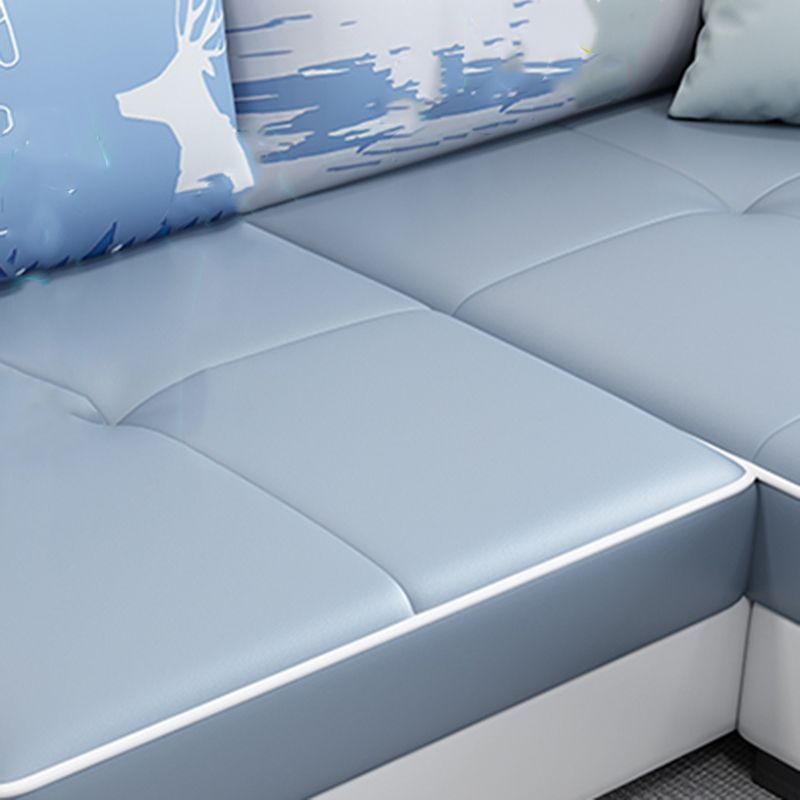 L-Shape Flared Arms Sectional 3-seat Faux Leather Sofa with Storage Clearhalo 'furn' 'furn_sectionals' 'Furniture' 'furniture_sectionals' 'Living Room Furniture' 'Sectionals' 1200x1200_e75a742a-7de6-4755-b21e-954b5c602443