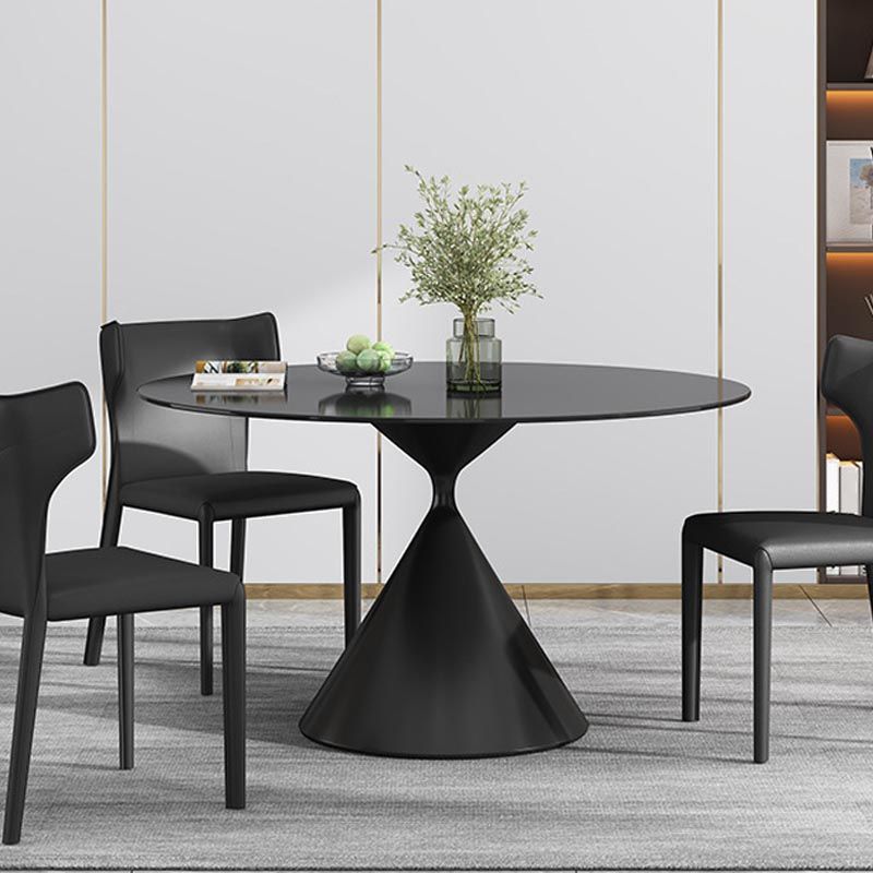 Round Sintered Stone Dining Table Modern Turntable Furniture with Pedestal Base