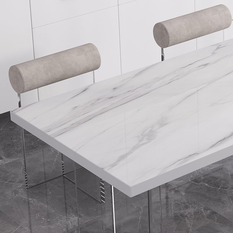 Modern 1/4/5/7 Pieces Dining Table Rectangle Stone Furniture in White Clearhalo 'Dining Room Sets' 'Dining Tables & Seating' 'dining_room_set' 'furn' 'furn_dining_room_set' 'Furniture' 'Kitchen & Dining Furniture' 1200x1200_e75cee4c-3856-4073-9867-19c1ce9d4727