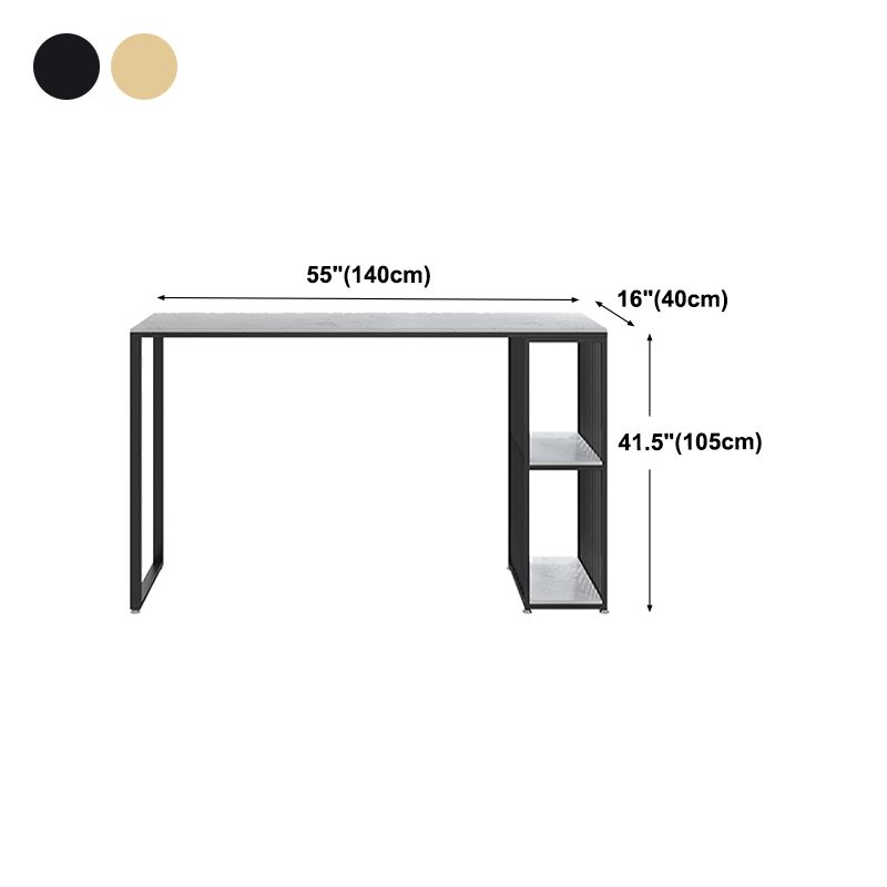 Glam Rectangle Faux Marble Pub Bar Table Iron Double Pedestal Bar Dining Table with Shelf Clearhalo 'Bar Furniture' 'Bar Tables' 'bar_tables' 'furn' 'furn_bar_tables' 'Furniture' 'furniture_bar_tables' 'Kitchen & Dining Furniture' 'kitchen&dining_furn' 'kitchen' 1200x1200_e75d757a-f883-4b64-89d8-049a3505cf8a