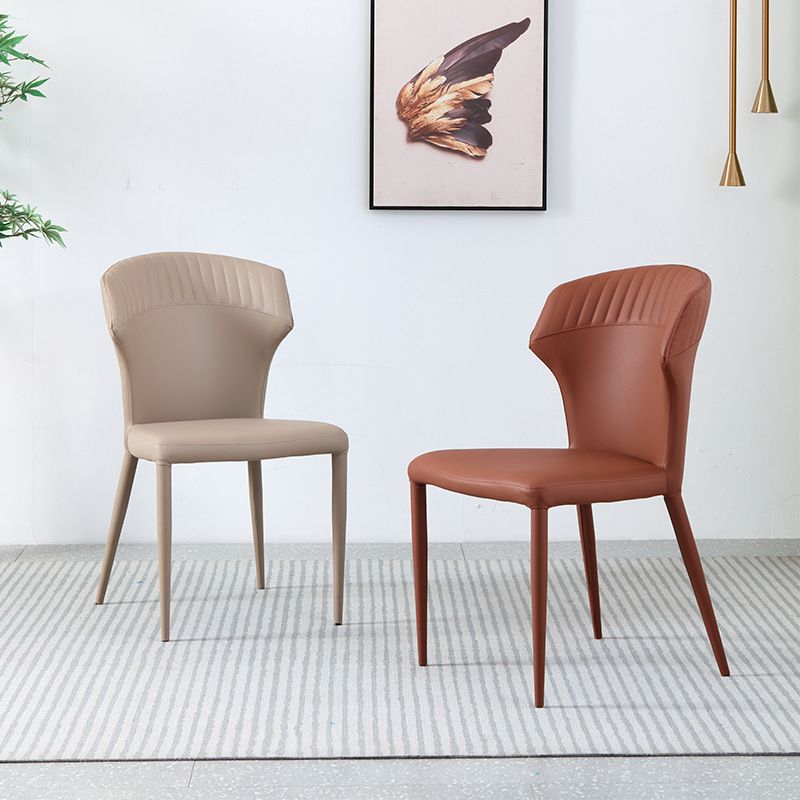 Faux Leather Dining Chairs Wingback Side Chairs with Metal Base Clearhalo 'Dining Chairs' 'Dining Tables & Seating' 'dining_chair' 'furn' 'furn_dining_chair' 'Furniture' 'Kitchen & Dining Furniture' 1200x1200_e760d332-79e7-4158-a916-87ac1e41d9b7
