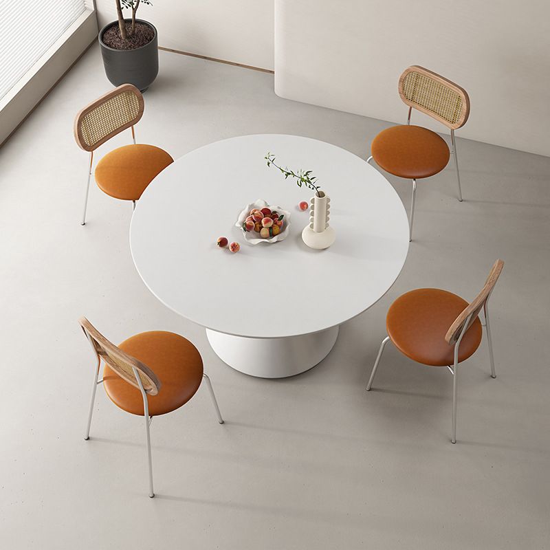 Contemporary Round Dining Table Sintered Stone Table with Metal Base Clearhalo 'Dining Tables & Seating' 'Dining Tables' 'dining_table' 'furn' 'furn_dining_table' 'Furniture' 'Kitchen & Dining Furniture' 1200x1200_e766e854-5011-466e-a921-18514574d72c