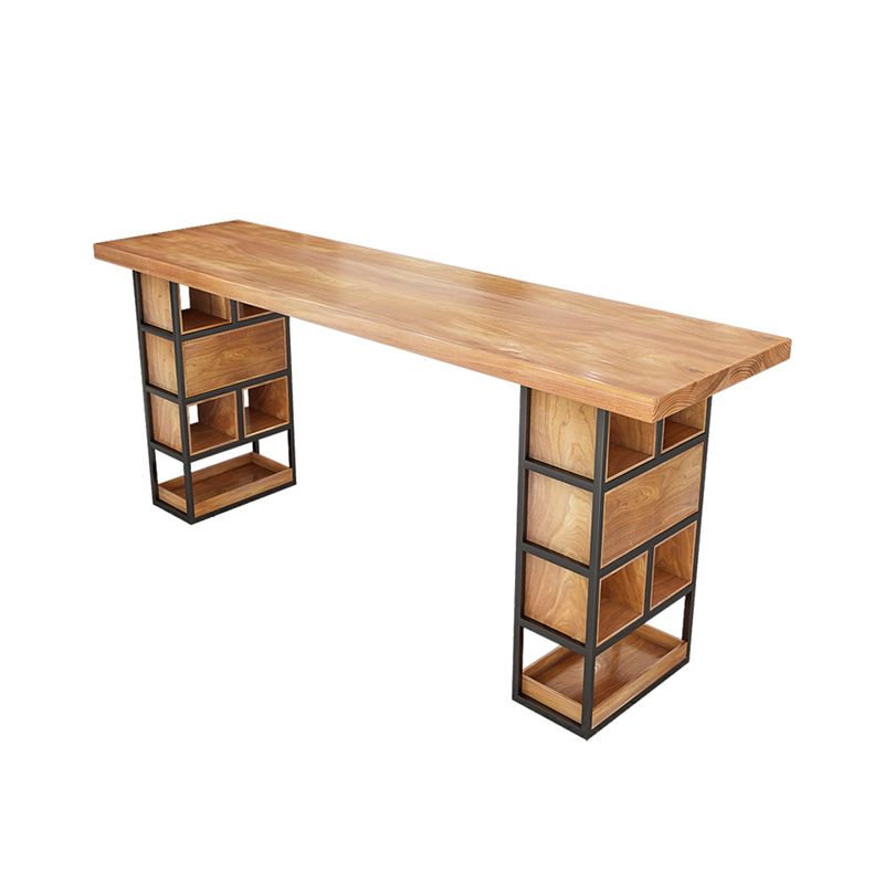 Rectangle Pine Solid Wood Bar Table Industrial Bar Table with Storage Base Clearhalo 'Bar Furniture' 'Bar Tables' 'bar_tables' 'furn' 'furn_bar_tables' 'Furniture' 'Kitchen & Dining Furniture' 1200x1200_e767068a-7aad-4b8e-bcb2-c0d36bd4981e